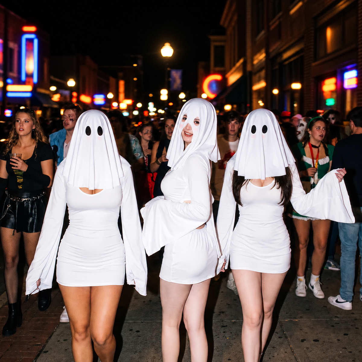 White Boo Ghost Princess Costume Short Version