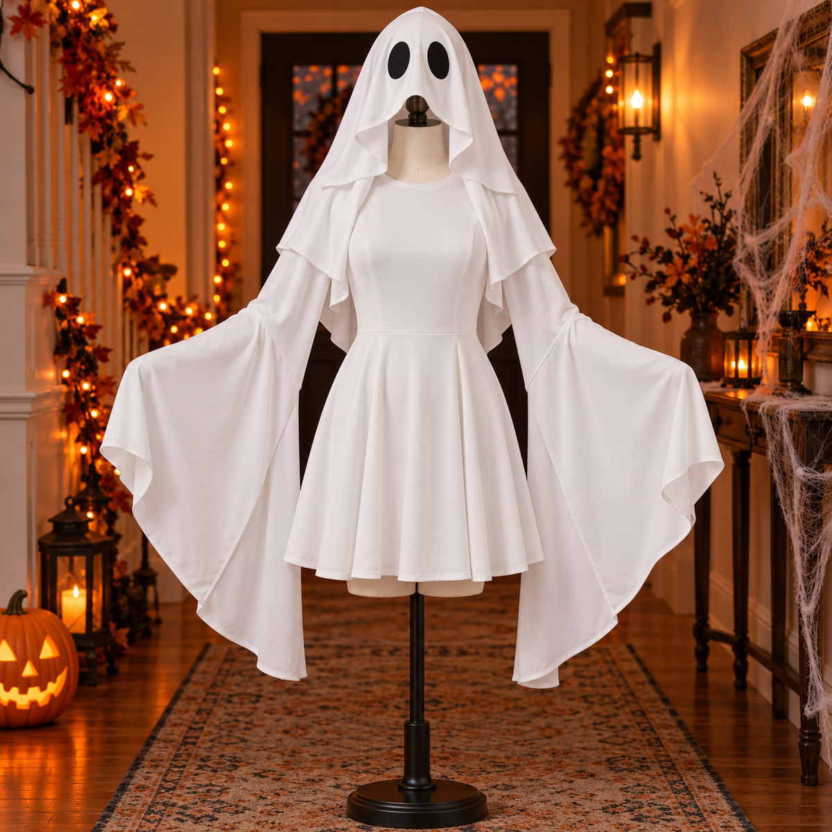 White Boo Ghost Princess Costume Short Version