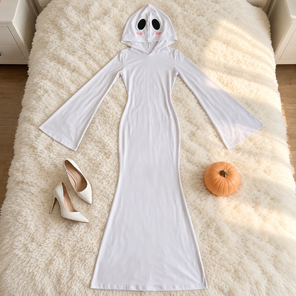 White Boo Ghost Princess Costume Long Version